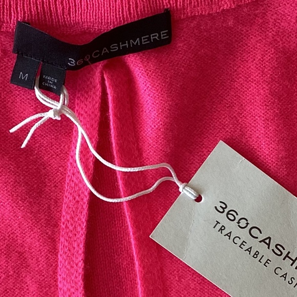 360 Cashmere Lawrence100% Cashmere Hot Pink Sleeveless Mock Neck Top Shell - Picture 12 of 12